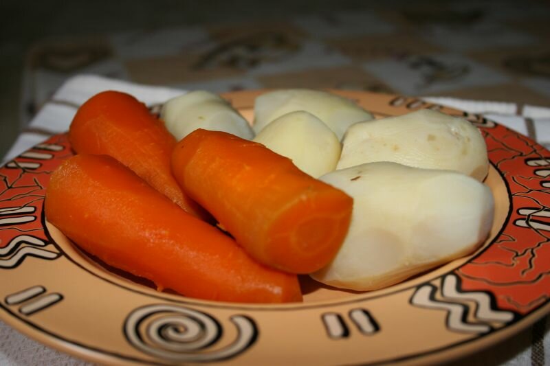 pilled potatoes and carrots