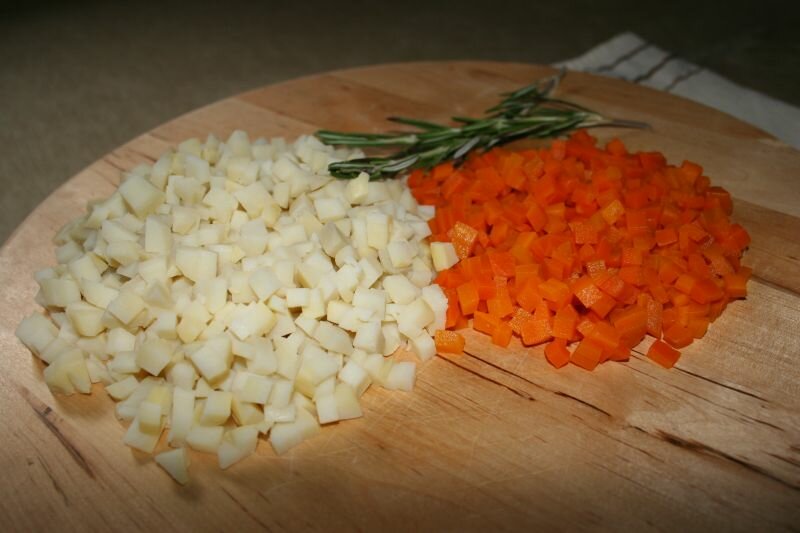 potato and carrot diced